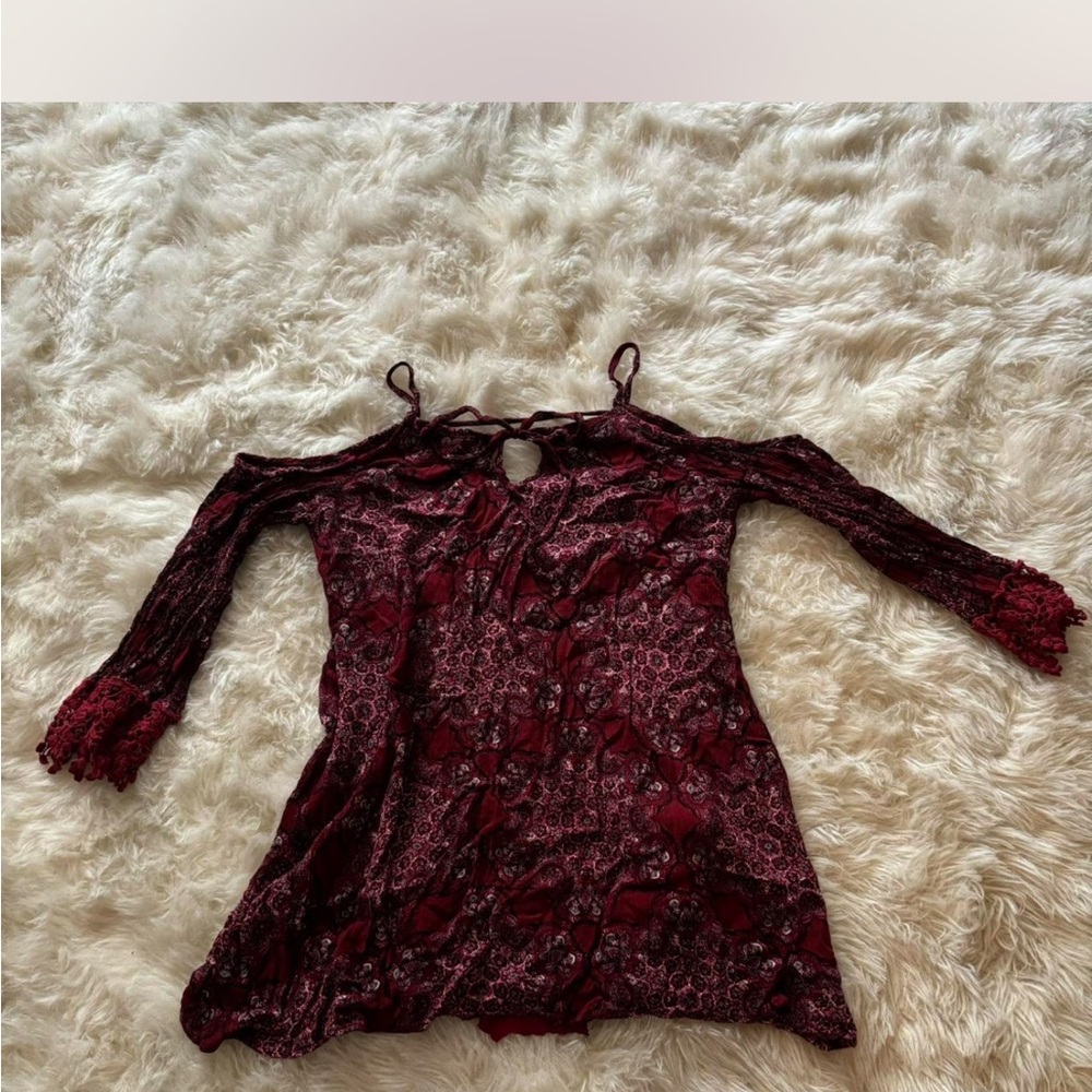 Charlotte Russe Red Asymmetrical Cut Out Blouse